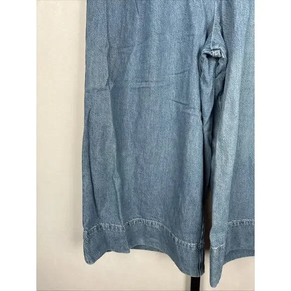 Anthropologie Pilcro Wide Leg Cropped Jeans Women's 32P Petite Blue Lightweight - Picture 3 of 11